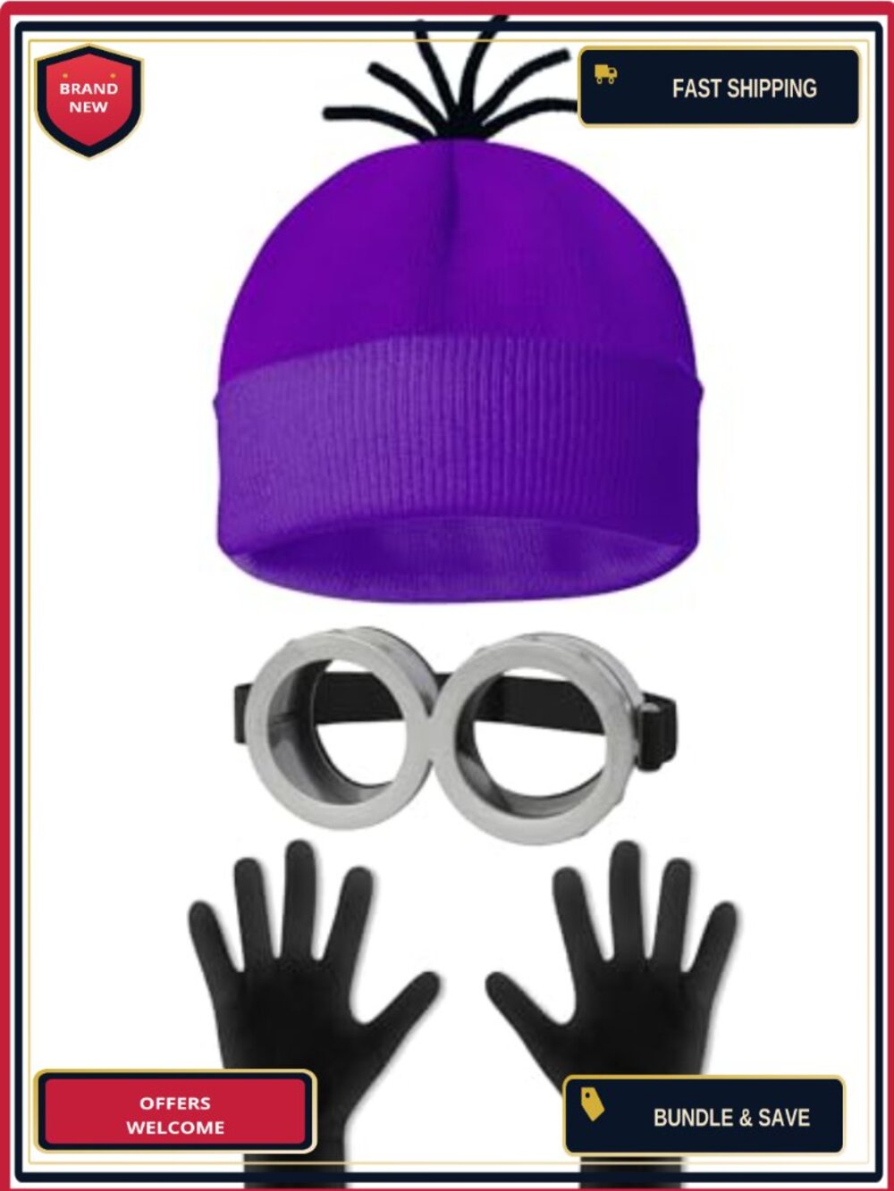 Halloween Costume Accessory Set Beanie Goggles Gloves Cosplay Party